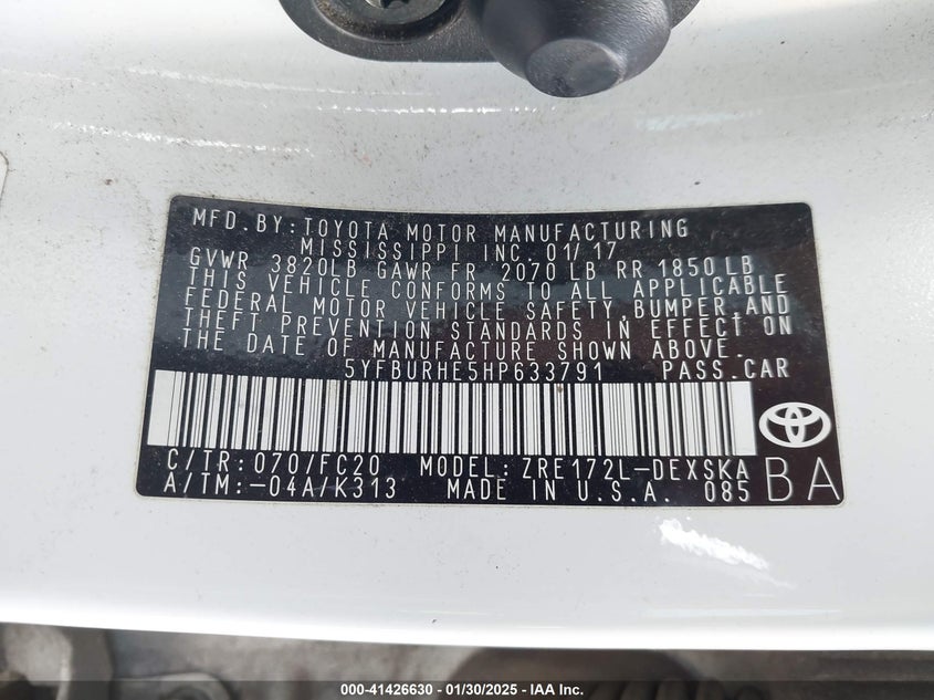 2017 TOYOTA COROLLA SE - 5YFBURHE5HP633791