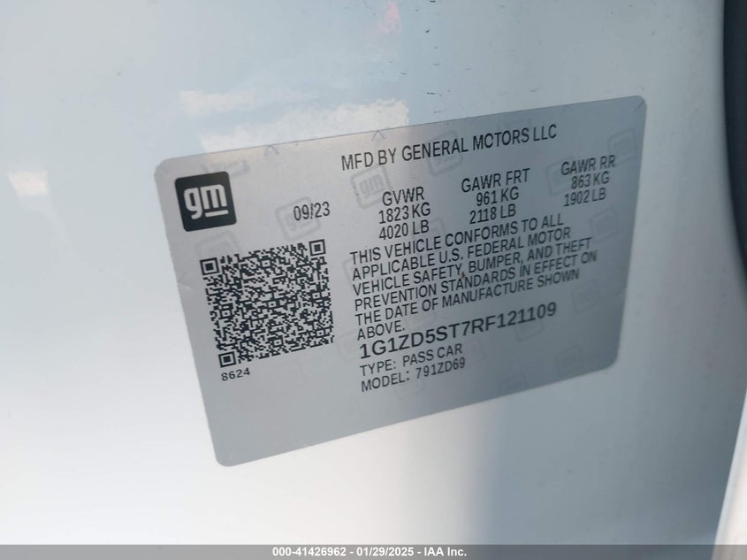 2024 CHEVROLET MALIBU VIN: 1G1ZD5ST7RF121109