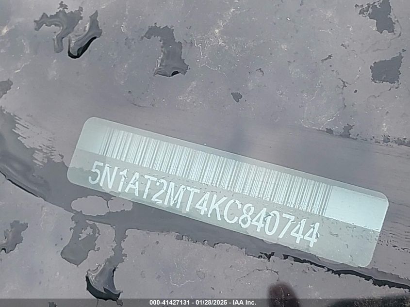 2019 Nissan Rogue Sl VIN: 5N1AT2MT4KC840744 Lot: 41427131