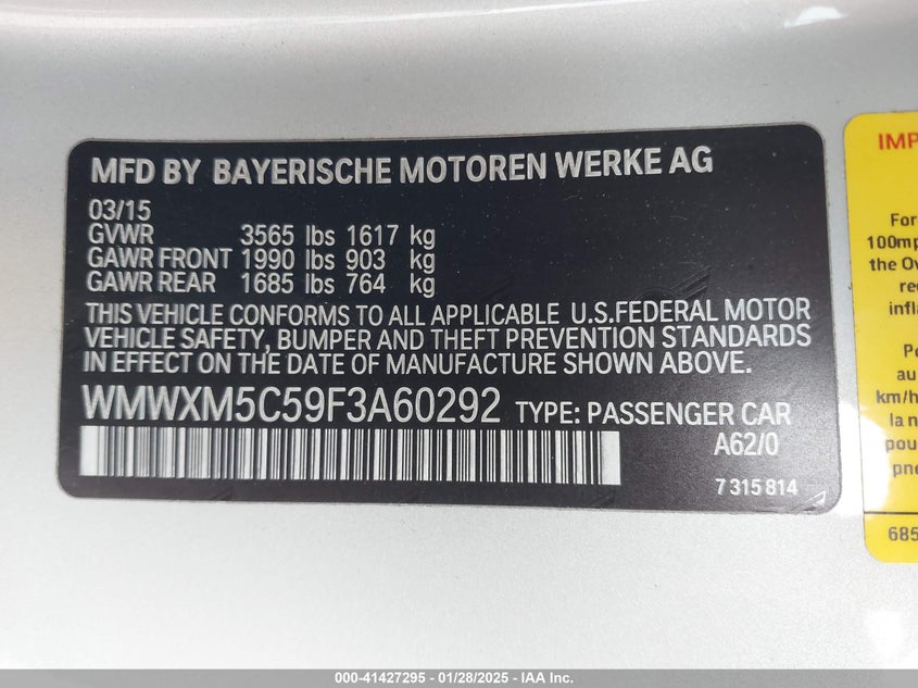 2015 MINI HARDTOP VIN: WMWXM5C59F3A60292
