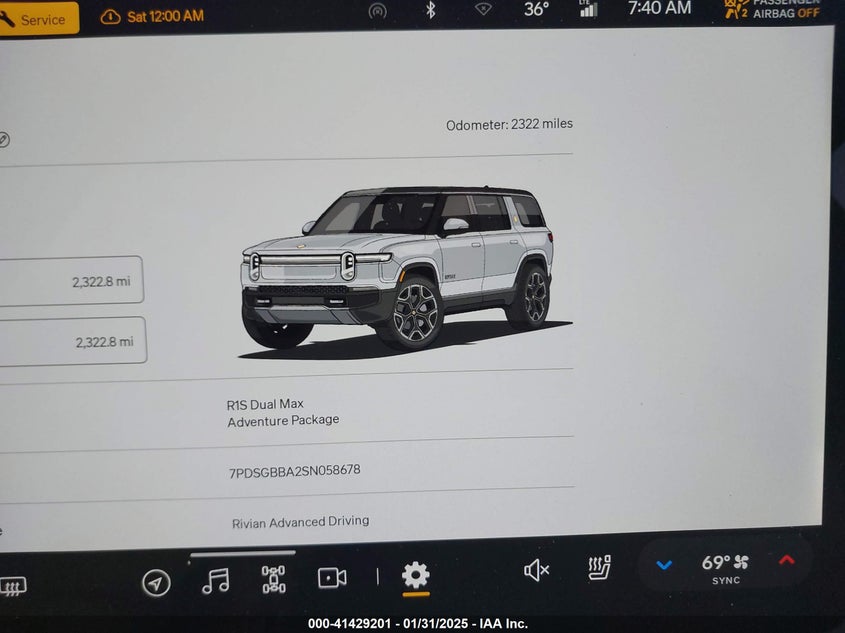 2025 RIVIAN R1S VIN: 7PDSGBBA2SN058678