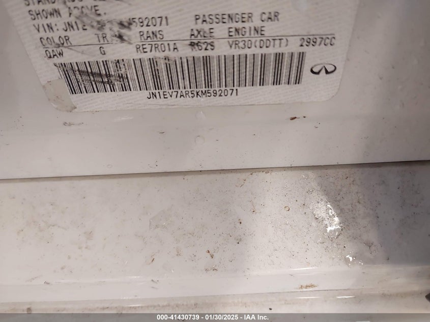 2019 INFINITI Q50 VIN: JN1EV7AR5KM592071