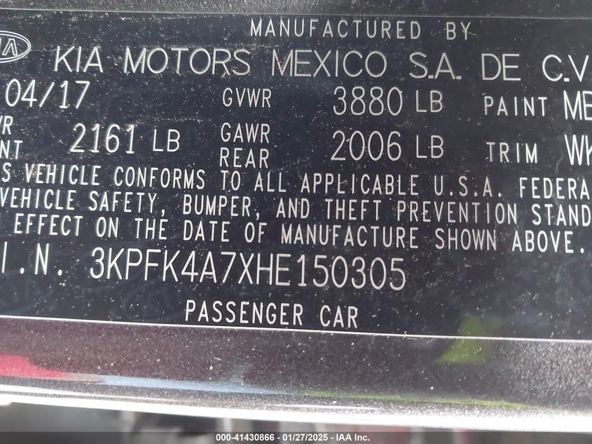 2017 KIA FORTE LX - 3KPFK4A7XHE150305