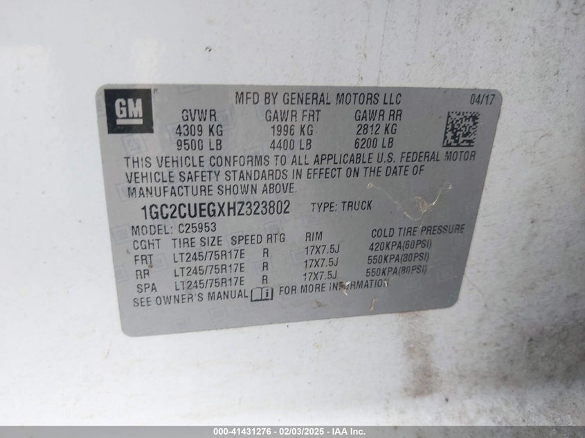 2017 CHEVROLET SILVERADO 2500HD WT - 1GC2CUEGXHZ323802