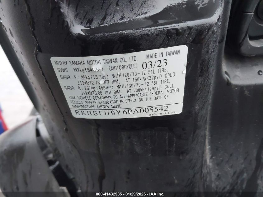 2023 Yamaha Yw125 VIN: RKRSEH9Y6PA005542 Lot: 41432935