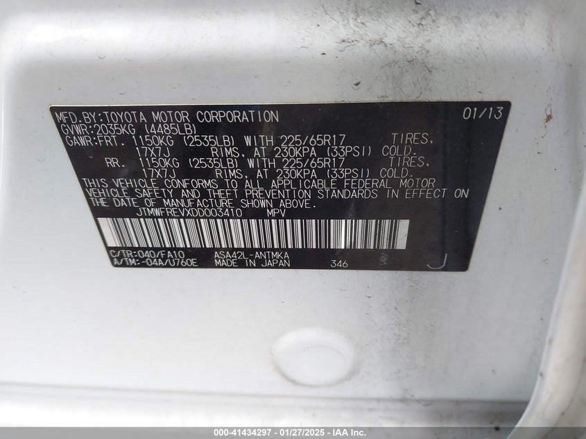 2013 TOYOTA RAV4 XLE - JTMWFREVXDD003410