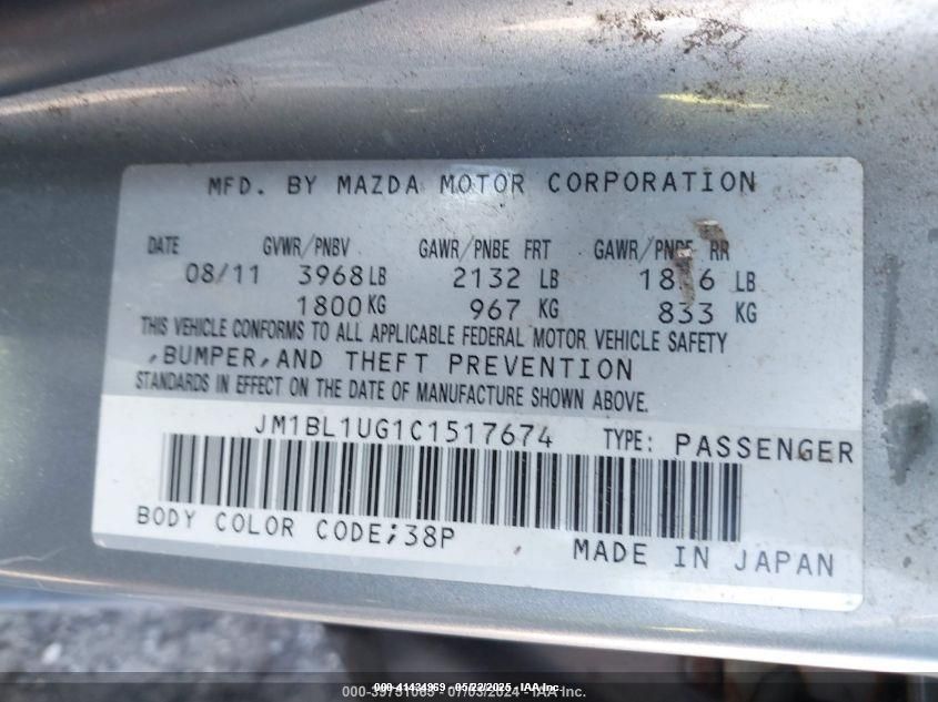 2012 Mazda Mazda3 I Sport VIN: JM1BL1UG1C1517674 Lot: 41434969