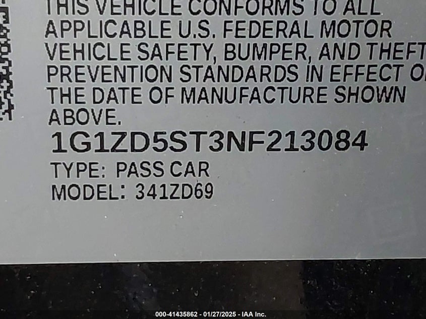 2022 CHEVROLET MALIBU FWD LT - 1G1ZD5ST3NF213084