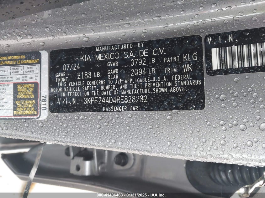 2024 KIA FORTE LXS - 3KPF24AD4RE828232