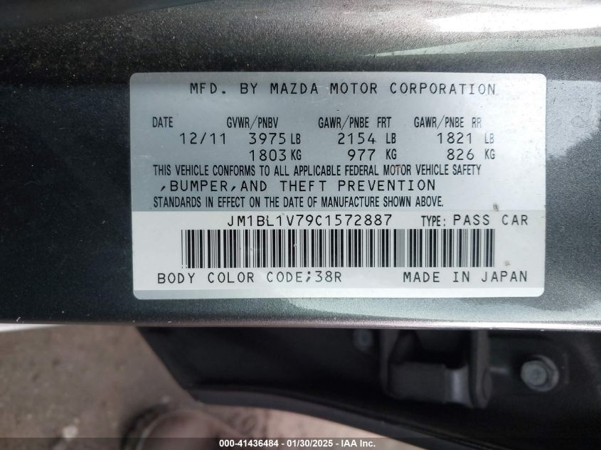 2012 Mazda Mazda3 I Touring VIN: JM1BL1V79C1572887 Lot: 41436484