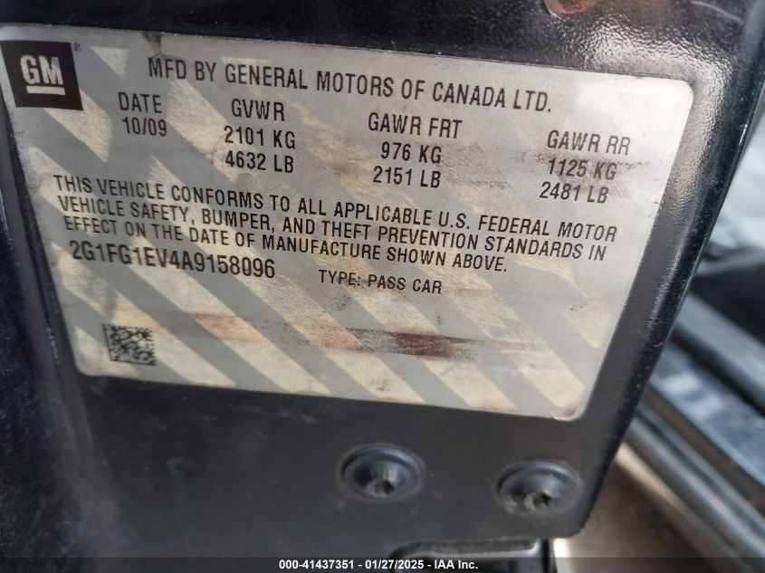 2010 Chevrolet Camaro 2Lt VIN: 2G1FG1EV4A9158096 Lot: 41437351