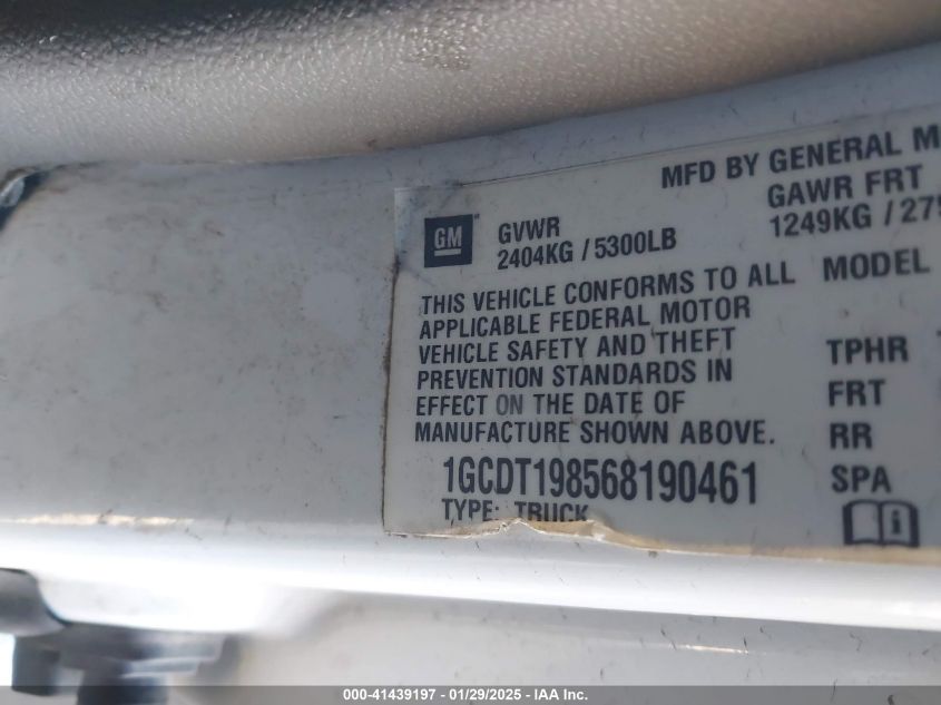 2006 Chevrolet Colorado Ls VIN: 1GCDT198568190461 Lot: 41439197