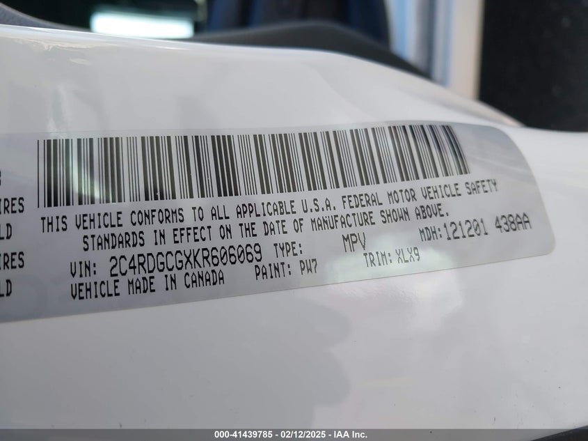 2019 DODGE GRAND CARAVAN SXT - 2C4RDGCGXKR606069