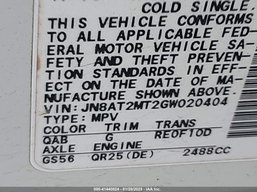 2016 NISSAN ROGUE SV - JN8AT2MT2GW020404