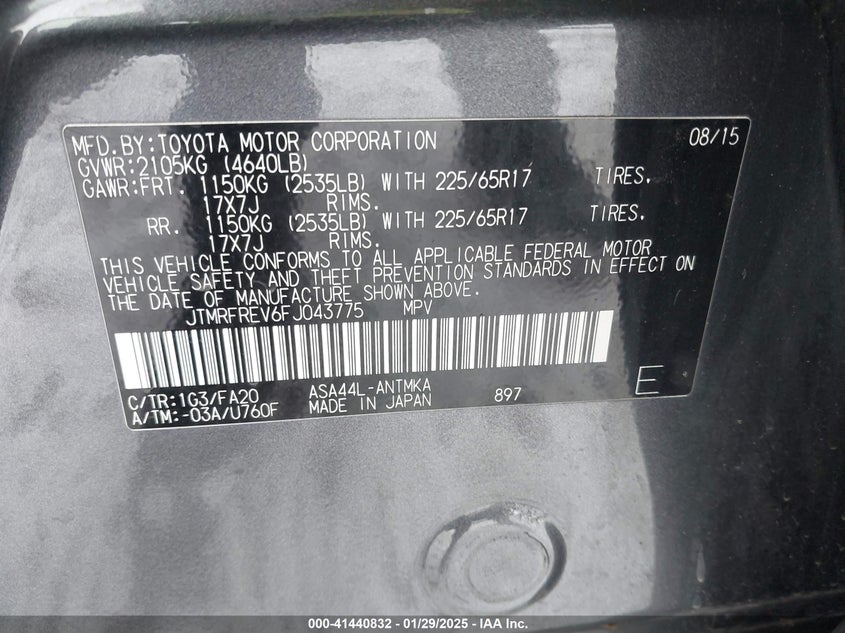 2015 TOYOTA RAV4 XLE - JTMRFREV6FJ043775