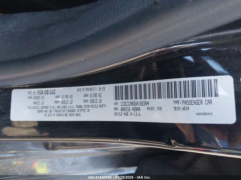 2016 CHRYSLER 200 VIN: 1C3CCCAB3GN102304