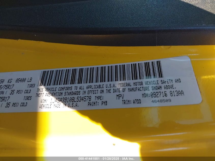 2008 Jeep Wrangler Unlimited Unlimited X VIN: 1J4GA39108L534547 Lot: 41441851