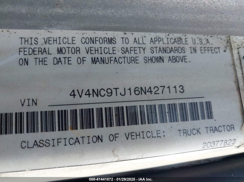 2006 Volvo Vn Vnl VIN: 4V4NC9TJ16N42711 Lot: 41441872