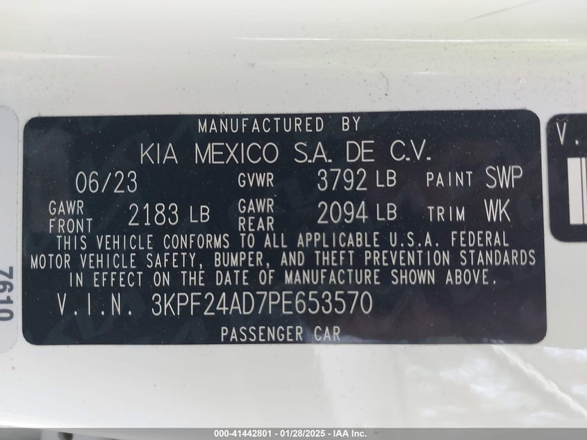 2023 KIA FORTE LXS - 3KPF24AD7PE653570