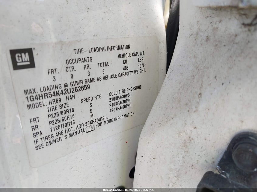 2002 Buick Lesabre Limited VIN: 1G4HR54K42U262659 Lot: 41442958