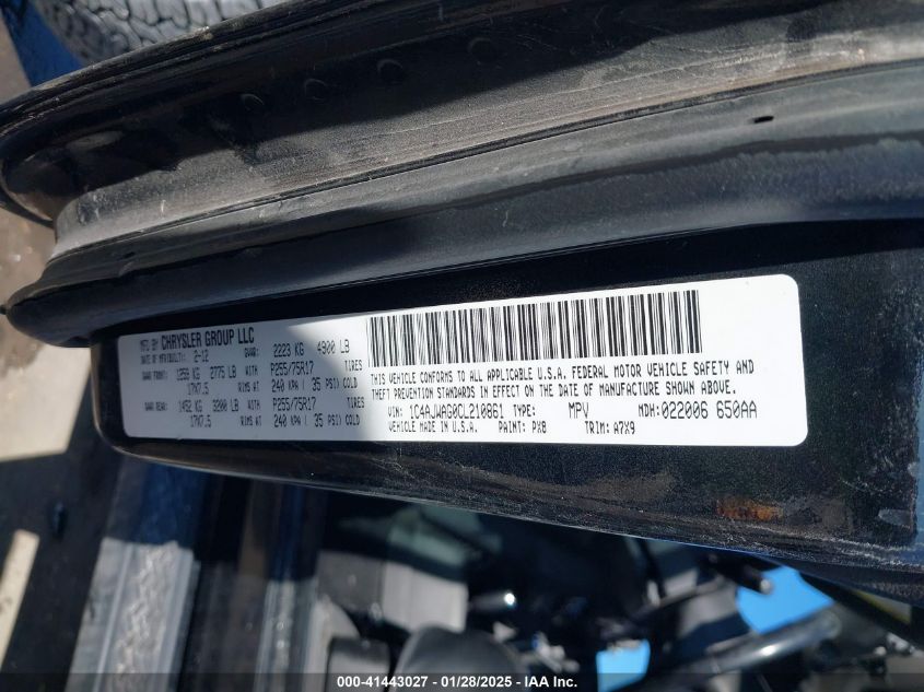 2012 Jeep Wrangler Sport VIN: 1C4AJWAG0CL210861 Lot: 41443027