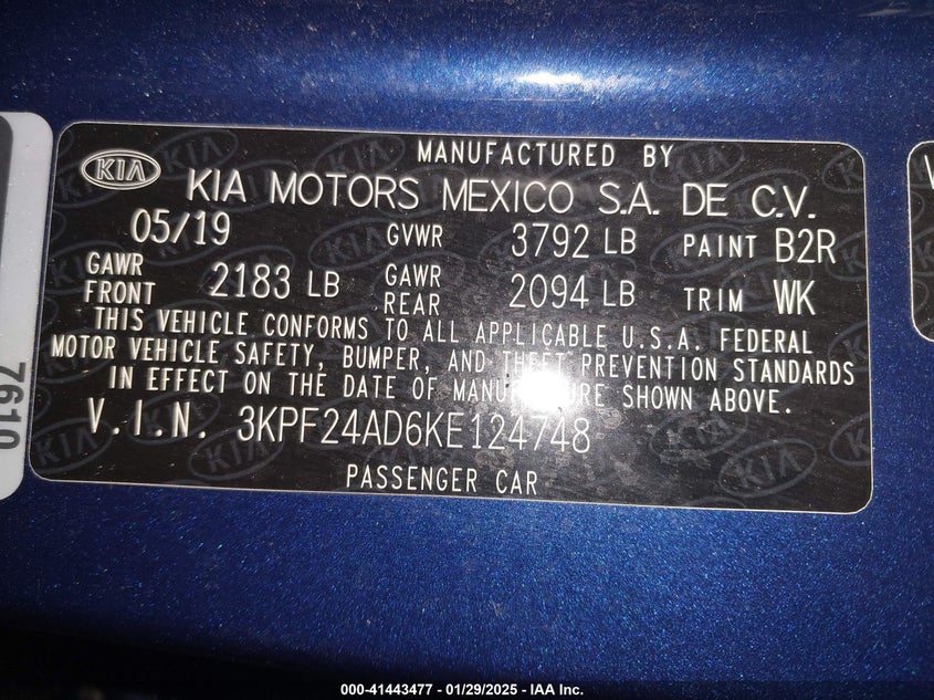 2019 KIA FORTE LXS - 3KPF24AD6KE124748