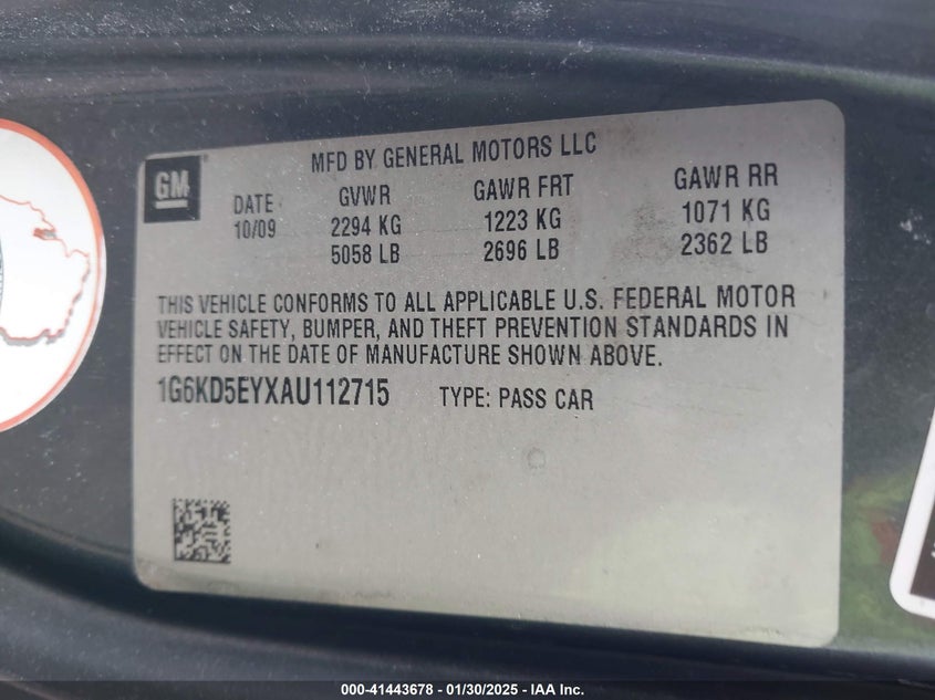 2010 Cadillac Dts Luxury Collection VIN: 1G6KD5EYXAU112715 Lot: 41443678