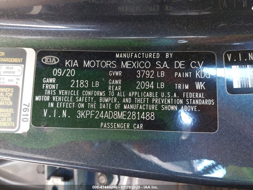 2021 KIA FORTE LXS - 3KPF24AD8ME281488