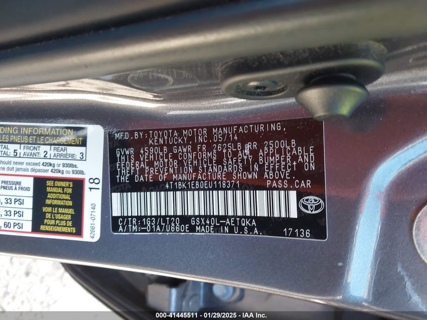 2014 TOYOTA AVALON XLE TOURING - 4T1BK1EB0EU118371