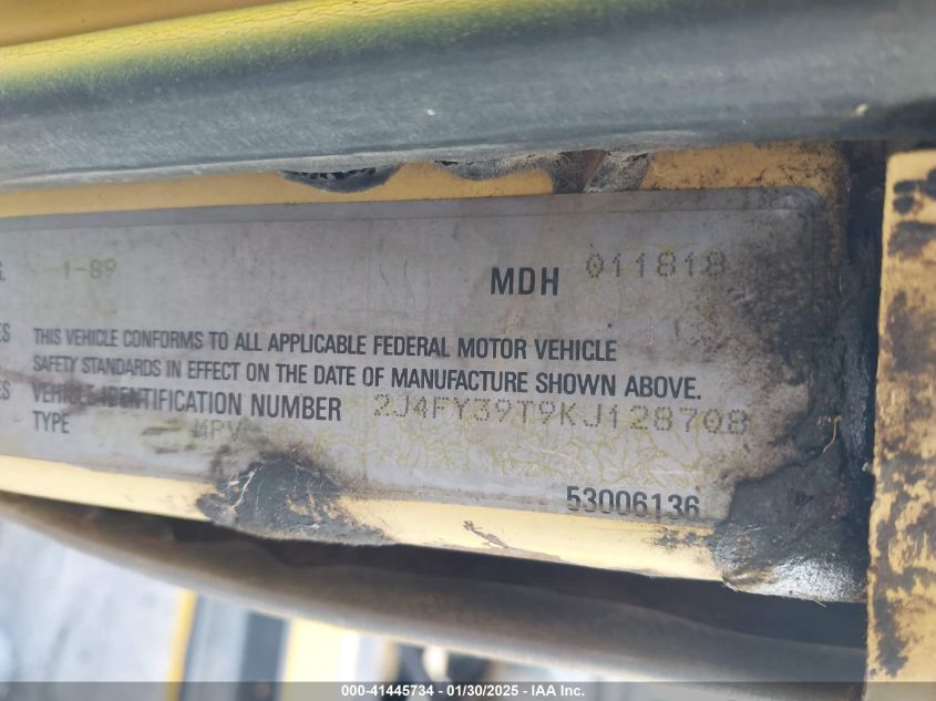 1989 Jeep Wrangler / Yj Islander VIN: 2J4FY39T9KJ128708 Lot: 41445734