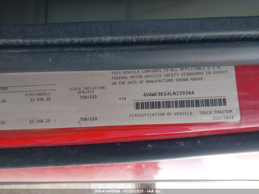 2020 Volvo Vnr VIN: 4V4WC9EG4LN239364 Lot: 41445994