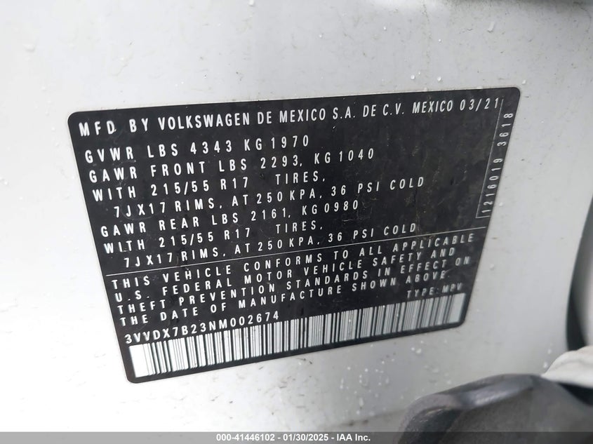 2022 VOLKSWAGEN TAOS 1.5T S - 3VVDX7B23NM002674