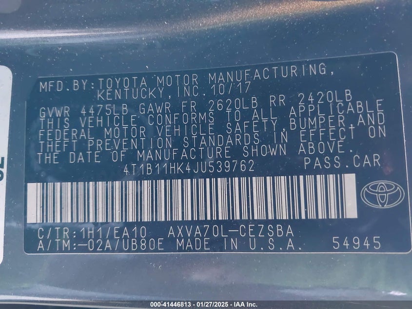 2018 TOYOTA CAMRY SE - 4T1B11HK4JU539762