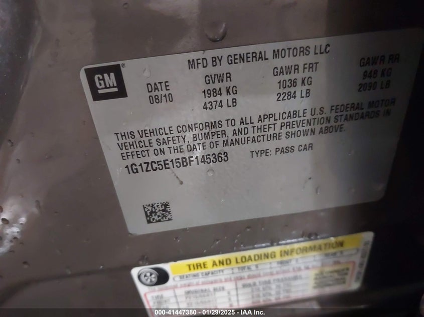 2011 CHEVROLET MALIBU VIN: 1G1ZC5E15BF145363