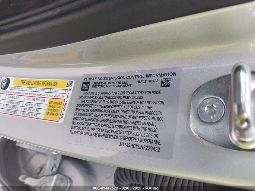 2022 GMC Sierra 2500Hd 4Wd Standard Bed Denali VIN: 1GT49REY9NF229422 Lot: 41447573