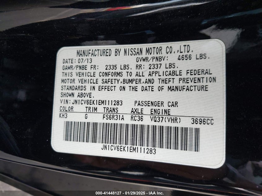 2014 INFINITI Q60 VIN: JN1CV6EK1EM111283