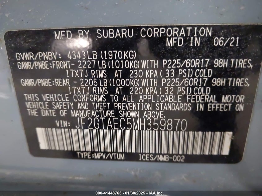 2021 SUBARU CROSSTREK PREMIUM - JF2GTAEC5MH359870