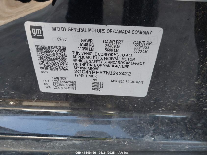 2022 Chevrolet Silverado 2500 - 2GC4YPEY7N1243432