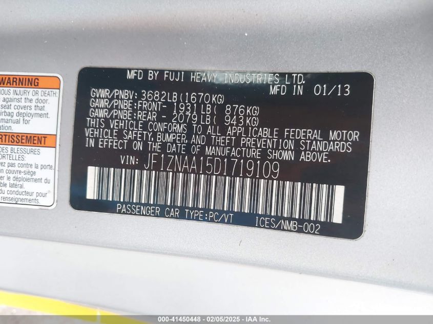 2013 Scion Fr-S VIN: JF1ZNAA15D1719109 Lot: 41450448