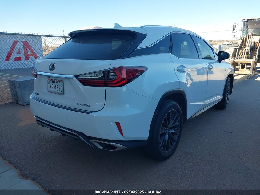 Vin: 2t2bzmca0jc159680, lot: 41942010, lexus rx 350 f sport 20184
