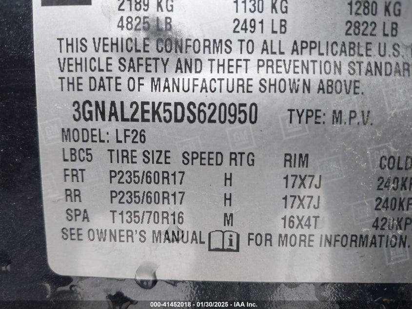 2013 CHEVROLET CAPTIVA SPORT 2LS - 3GNAL2EK5DS620950