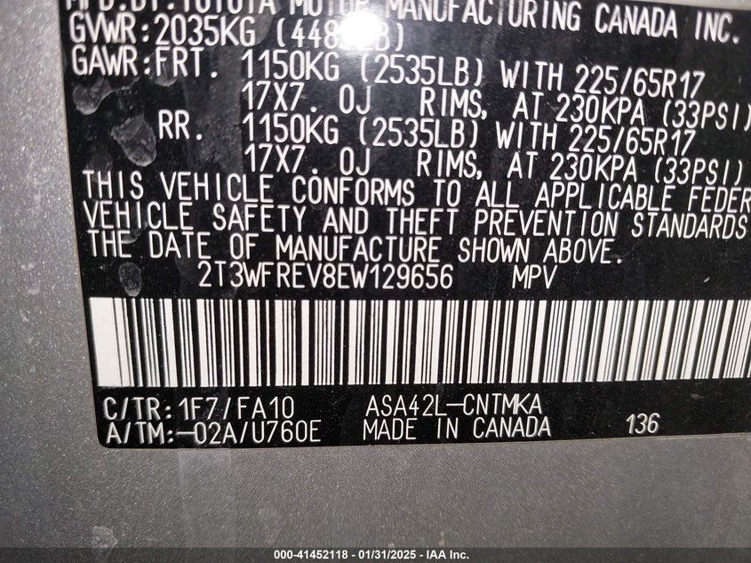 2014 TOYOTA RAV4 XLE - 2T3WFREV8EW129656