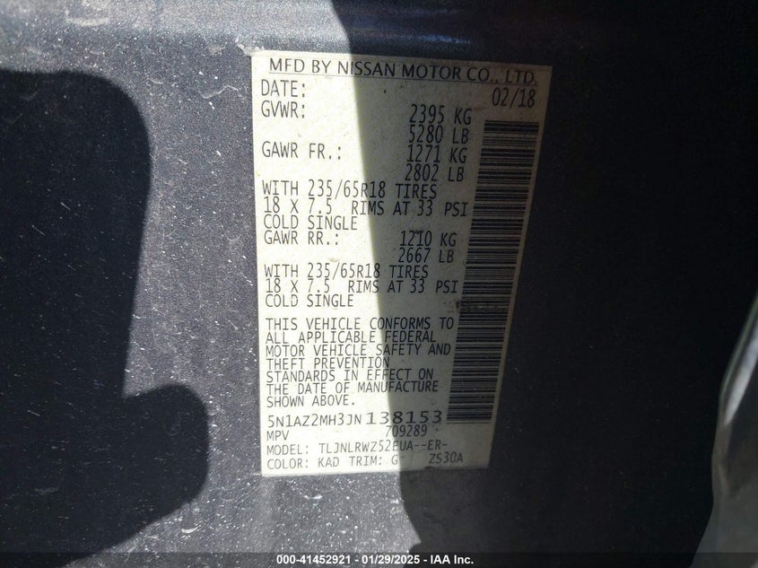 2018 NISSAN MURANO SL - 5N1AZ2MH3JN138153