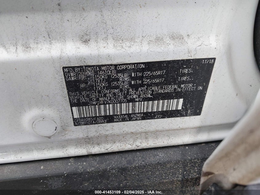 2019 TOYOTA RAV4 XLE - JTMP1RFV7KD007705