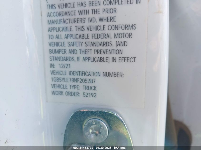 2022 Chevrolet Silverado 2500Hd 4Wd Double Cab Long Bed Wt VIN: 1GB5YLE78NF205287 Lot: 41453772