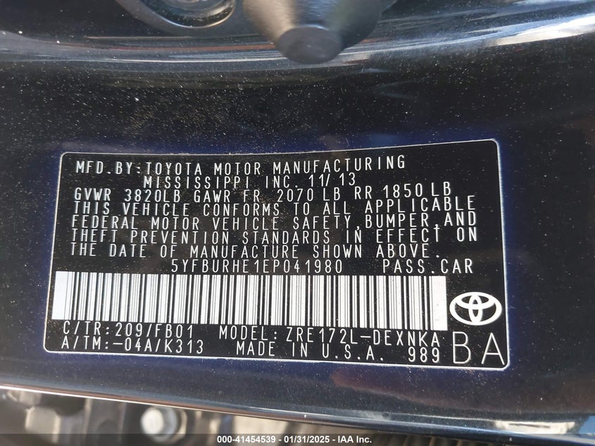 2014 TOYOTA COROLLA VIN: 5YFBURHE1EP041980