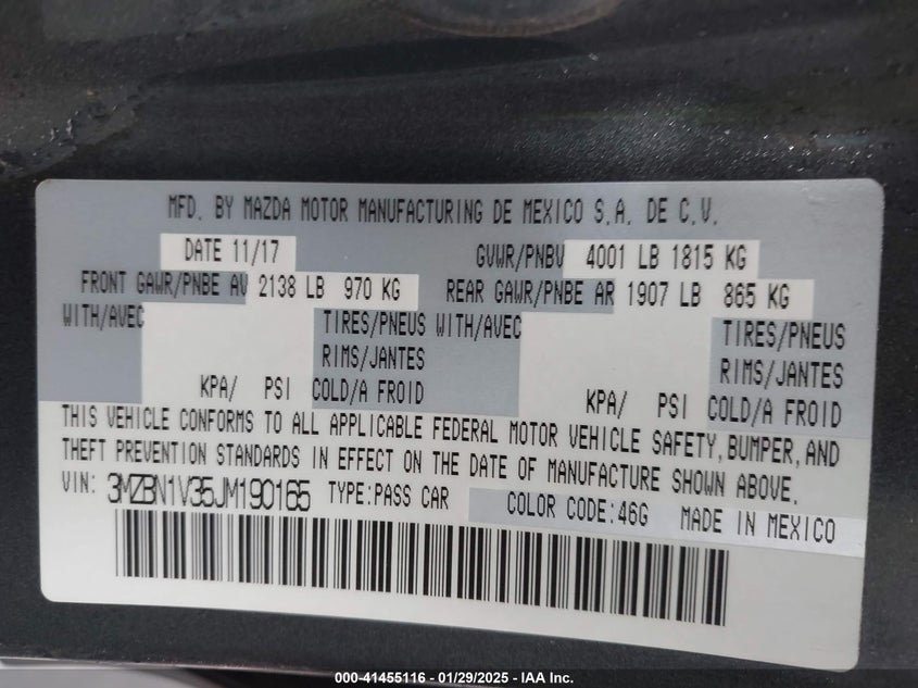 2018 MAZDA MAZDA3 TOURING - 3MZBN1V35JM190165