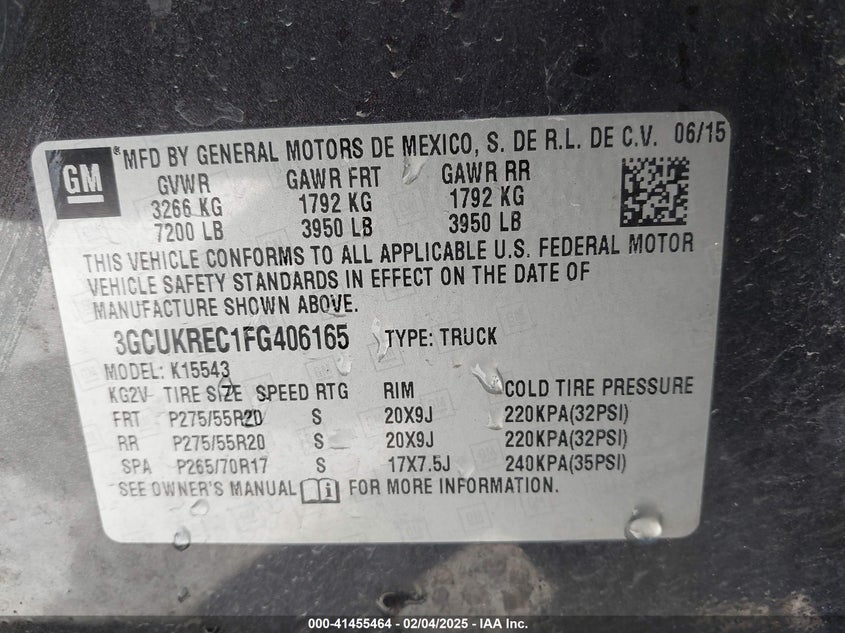 2015 CHEVROLET SILVERADO 1500 1LT - 3GCUKREC1FG406165