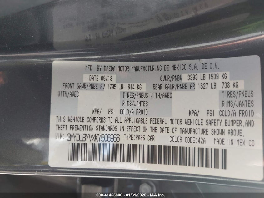 2019 TOYOTA YARIS LE - 3MYDLBYVXKY506966