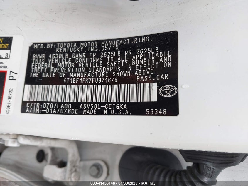 2015 TOYOTA CAMRY VIN: 4T1BF1FK7FU971676
